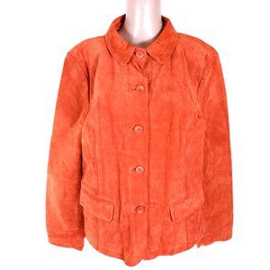 Christopher & Banks Women Leather Jacket Button Front Size L